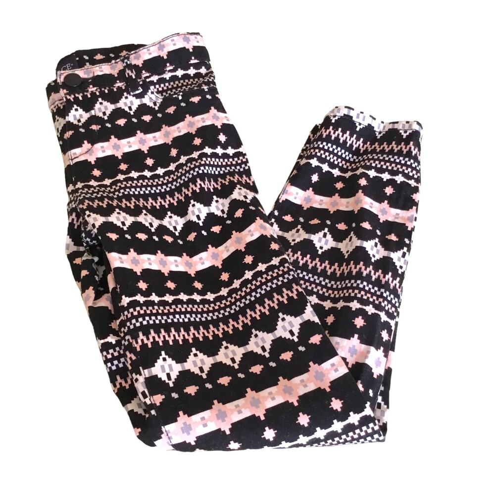 Children's Place Pants Black Stretchy Adjustable Waist Pixel Pattern Girls 10